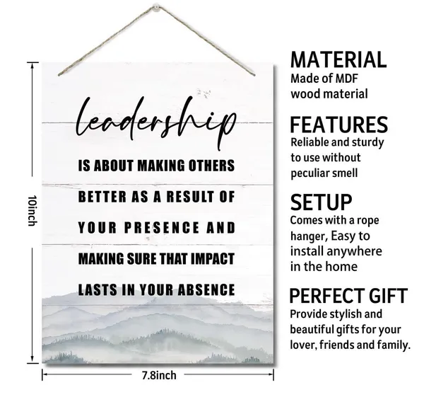 White_Leadership_Inspirational_Quote_Decor_Sign,_Hanging_Printed_Wall_Plaque_Wood_Signs,_Leader_Home_Office_Decor,_Office_Decor,_Office_Wall_Art,_Dorm_Decor,_Gift_|_For_Leader_Boss_Teacher_10X7.8Inch