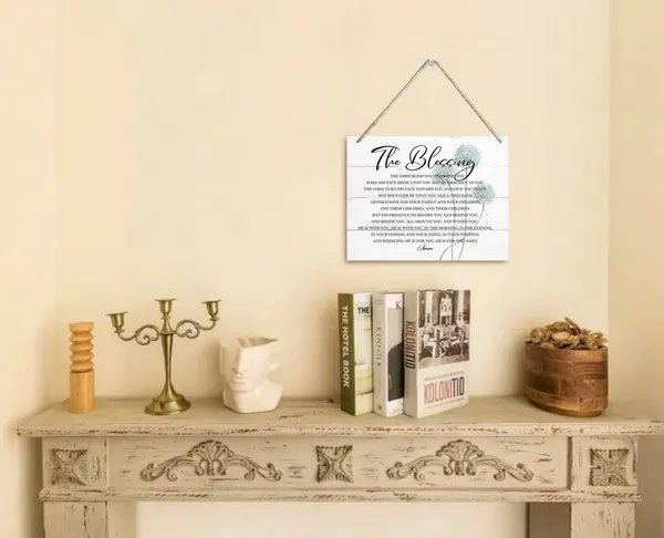 White_The_Blessing_Inspirational_Quote_Decor_Sign,_Song_Lyrics_Kari_Jobe,_Elevation_Worship_Lyrics_Wall_Sign,_Numbers_6:24-26,_Hanging_Printed_Wall_Plaque_Wood_Signs,_Home_Decor,_Christian_Decor_10X7.8Inch