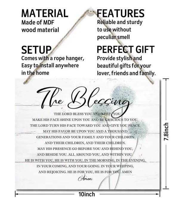 White_The_Blessing_Inspirational_Quote_Decor_Sign,_Song_Lyrics_Kari_Jobe,_Elevation_Worship_Lyrics_Wall_Sign,_Numbers_6:24-26,_Hanging_Printed_Wall_Plaque_Wood_Signs,_Home_Decor,_Christian_Decor_10X7.8Inch
