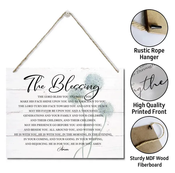 White_The_Blessing_Inspirational_Quote_Decor_Sign,_Song_Lyrics_Kari_Jobe,_Elevation_Worship_Lyrics_Wall_Sign,_Numbers_6:24-26,_Hanging_Printed_Wall_Plaque_Wood_Signs,_Home_Decor,_Christian_Decor_10X7.8Inch