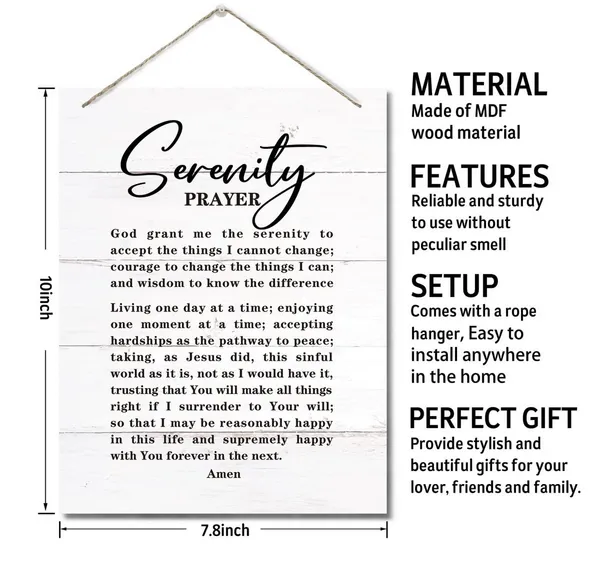 White_The_Serenity_Prayer_Inspirational_Decor_Sign,_God_Grant_Me_The_Serenity_To_Accept_The_Things_I_Cannot_Change,_Hanging_Printed_Wall_Plaque_Wood_Signs,_Christian_Family_Religious_Home_Decor_10X7.8Inch