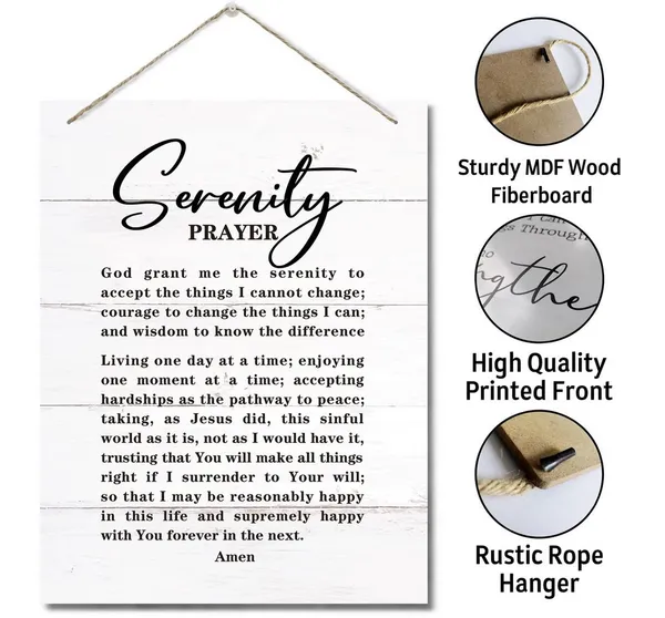 White_The_Serenity_Prayer_Inspirational_Decor_Sign,_God_Grant_Me_The_Serenity_To_Accept_The_Things_I_Cannot_Change,_Hanging_Printed_Wall_Plaque_Wood_Signs,_Christian_Family_Religious_Home_Decor_10X7.8Inch