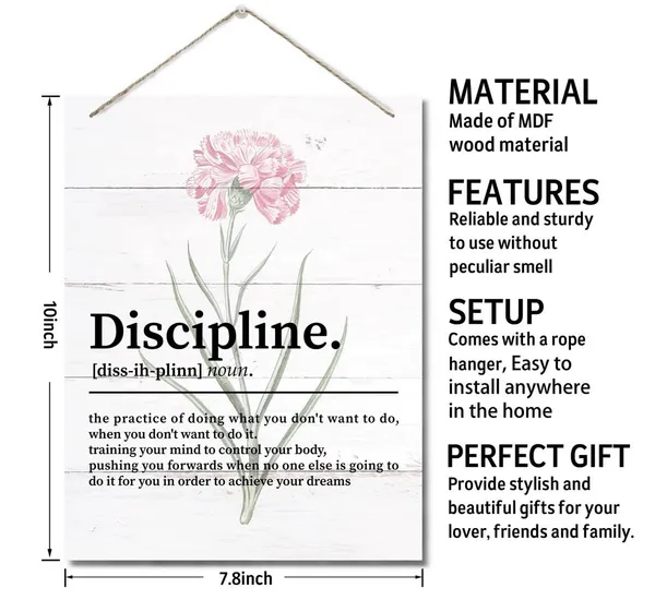 White_Discipline_Decor_Sign,_Discipline_Definition_Inspirational_Quote,_Hanging_Printed_Wall_Plaque_Wood_Signs,_Office_Wooden_Wall_Art_Inspirational,_Motivational_Office_Print,_Home_Office_Decor_10X7.8Inch