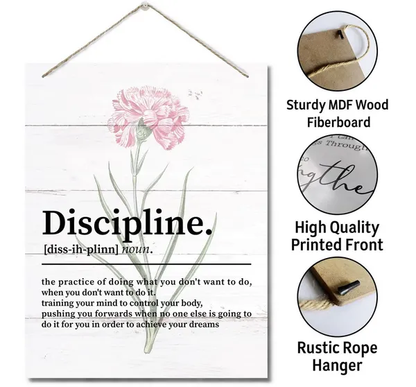 White_Discipline_Decor_Sign,_Discipline_Definition_Inspirational_Quote,_Hanging_Printed_Wall_Plaque_Wood_Signs,_Office_Wooden_Wall_Art_Inspirational,_Motivational_Office_Print,_Home_Office_Decor_10X7.8Inch