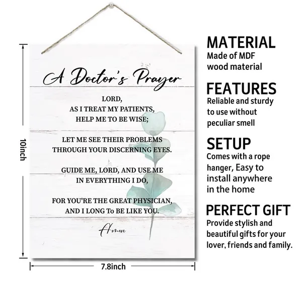 White_Auii_Jo_Design_Doctor'S_Prayer_Decorative_Sign,_10_X_7.8In,_Mdf_Wood,_Wall_Decor,_Gift_|_For_Women_Men