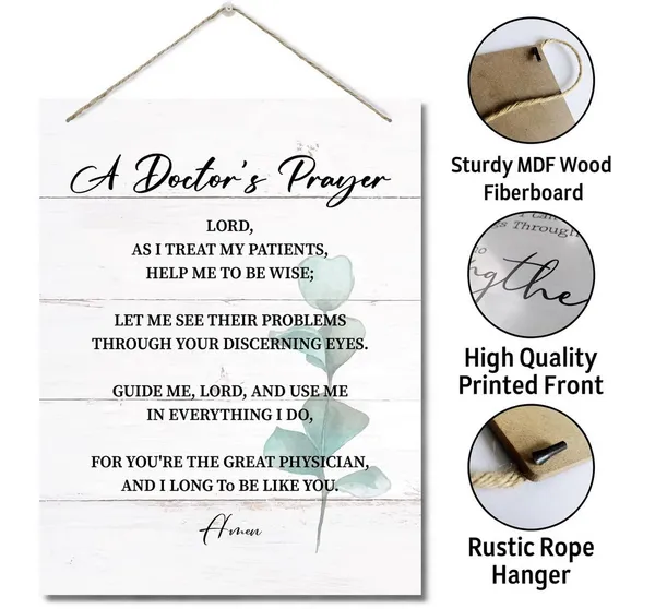 White_Auii_Jo_Design_Doctor'S_Prayer_Decorative_Sign,_10_X_7.8In,_Mdf_Wood,_Wall_Decor,_Gift_|_For_Women_Men