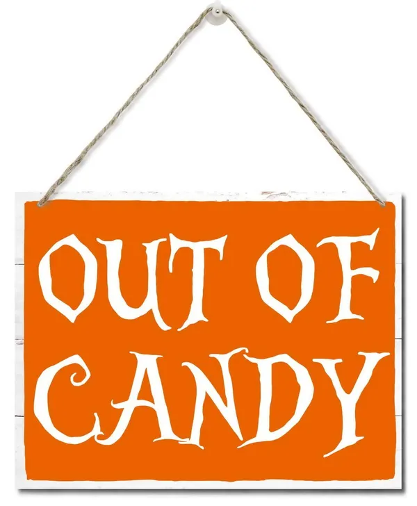 White_Auii_Jo_Design_Halloween_Party_Wooden_Wall_Art_Signs,_Hanging_Printed_Wall_Plaque_Wood_Signs,_Out_Of_Candy_Sign,_Halloween_Home_Witch_Decor_Sign,_Happy_Halloween_Sign_10_X_7.8_In