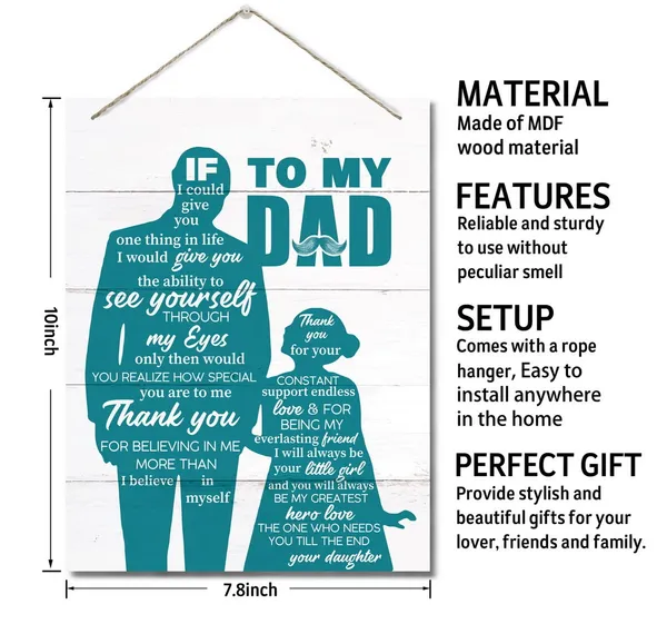 White_To_My_Dad_Decor_Sign,_If_I_Could_Give_You_One_Thing_In_Life,_Hanging_Printed_Wall_Plaque_Wood_Signs,_Home_Decor_Sign,_Christmas,_Fathers_Day_Gift,_From_Daughter,_Birthday_Gift_|_For_Dad_10X7.8Inch