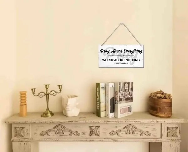 White_Philippians_4:6-_Pray_About_Everything_Worry_About_Nothing_Inspirational_Quote_Wood_Sign,_Hanging_Printed_Wall_Plaque_Wood_Signs,_Bible_Verses_Sign,_Rustic_Home_Decor_Sign,_Christian_Gift_12X6_Inch