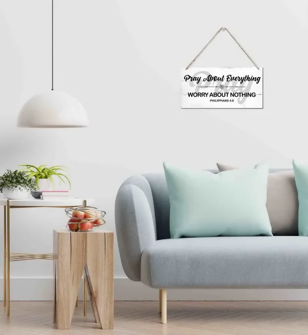 White_Philippians_4:6-_Pray_About_Everything_Worry_About_Nothing_Inspirational_Quote_Wood_Sign,_Hanging_Printed_Wall_Plaque_Wood_Signs,_Bible_Verses_Sign,_Rustic_Home_Decor_Sign,_Christian_Gift_12X6_Inch