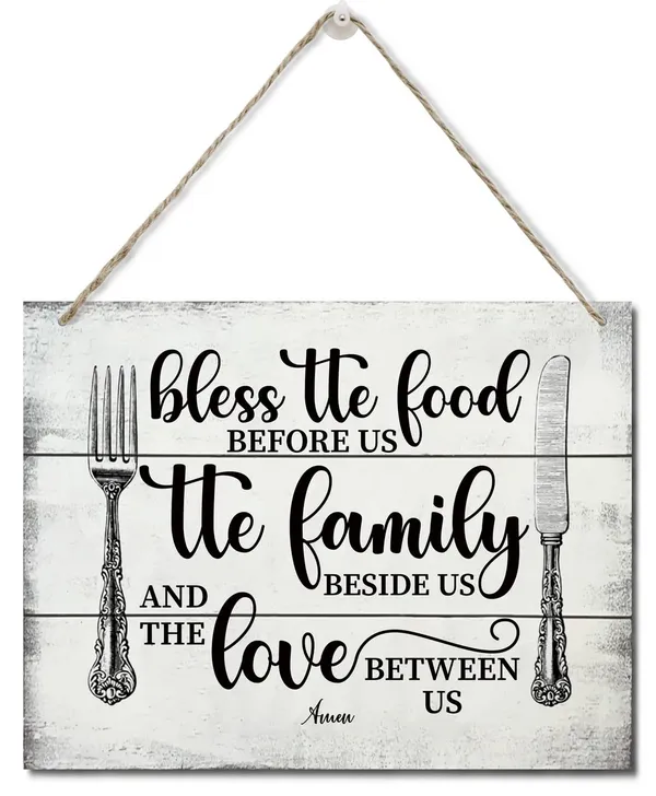 White_Bible_Verse_Printed_Wood_Plaque_Sign_Wall_Hanging,_Home_Wall_Decor_Bless_The_Food_Family_And_Love_Scripture_Rustic_Hanging_Wall_Plaque_Wood_Signs,_Christian_Sign,_Home_Decor_Sign,_Farmhouse_Style