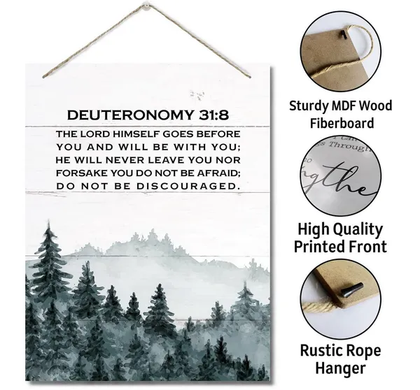 White_Deuteronomy_31:8_Inspirational_Quote_Decor_Sign,_Do_Not_Be_Afraid;_Do_Not_Be_Discouraged,_Hanging_Printed_Wall_Plaque_Wood_Signs,_Bible_Verse_Inspirational_Wall_Decor,_Nature_Bible_Art_10X7.8Inch