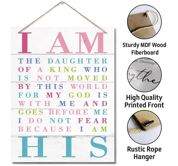 White_Religious_Inspirational_Quote_Bible_Verse_Wall_Art_Decor_Sign,_Hanging_Printed_Wall_Plaque_Wood_Signs,_Christian_Scripture_Print_Decor_|_For_Girls_Room,_Bedroom,_Gifts_|_For_Daughter_Women_10X7.8Inch