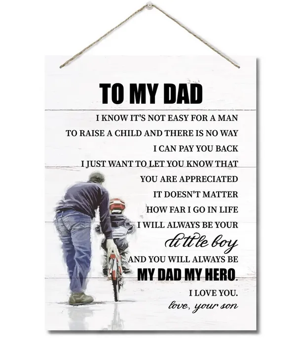 White_To_My_Dad_Decor_Sign,_You_Will_Always_Be_My_Dad_My_Hero,_Hanging_Printed_Wall_Plaque_Wood_Signs,_Home_Decor_Sign,_Christmas,_Fathers_Day_Gift,_From_Daughter,_Birthday_Gift_|_For_Dad_10X7.8Inch