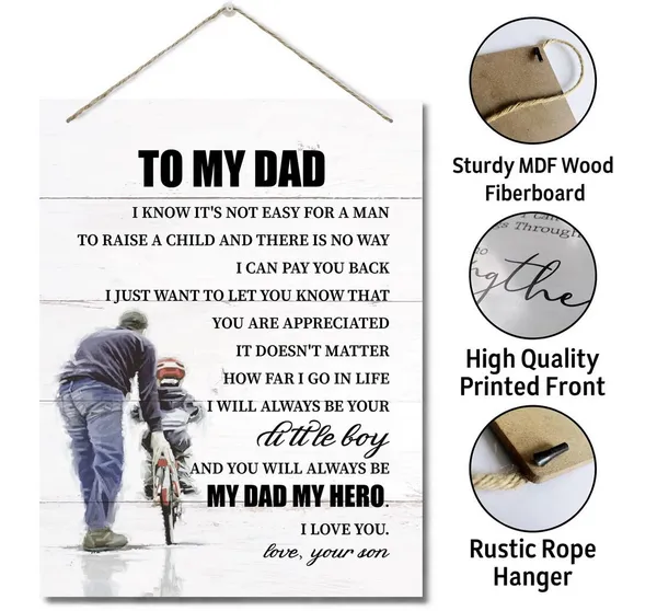 White_To_My_Dad_Decor_Sign,_You_Will_Always_Be_My_Dad_My_Hero,_Hanging_Printed_Wall_Plaque_Wood_Signs,_Home_Decor_Sign,_Christmas,_Fathers_Day_Gift,_From_Daughter,_Birthday_Gift_|_For_Dad_10X7.8Inch