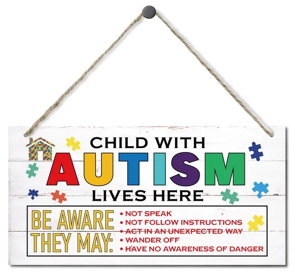White_Child_With_Autism_Lives_Here_Sign,_Hanging_Wood_Sign_Home_Decorative,_Printed_Wood_Wall_Art_Sign,_Autism_Awareness_Sign,_Rustic_Autism_Door_Hanger,_Autism_Family_Hanging_Wall_Art_Decor_12_*_6Inch