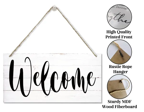 White_Welcome_Decor_Sign,_Hanging_Wood_Sign_Home_Decorative,_Printed_Wood_Wall_Art_Sign,_Indoor_Or_Outdoor_Welcome_Sign,_Rustic_Front_Door_Decor,_Farmhouse_Porch_Decor,_Home_Hanging_Decor_Sign_12_*_6Inch