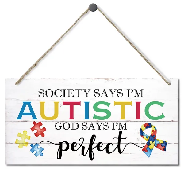 White_Autism_Decor_Sign,_Society_Says_I'M_Autistic_God_Says_I'M_Perfect,_Hanging_Wood_Sign_Home_Decorative,_Printed_Wood_Wall_Art_Sign,_Motivational_Autism_Sign,_Autism_Awareness_Wall_Decor_12_*_6Inch