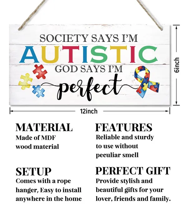 White_Autism_Decor_Sign,_Society_Says_I'M_Autistic_God_Says_I'M_Perfect,_Hanging_Wood_Sign_Home_Decorative,_Printed_Wood_Wall_Art_Sign,_Motivational_Autism_Sign,_Autism_Awareness_Wall_Decor_12_*_6Inch