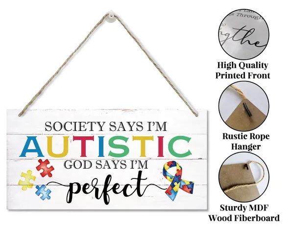 White_Autism_Decor_Sign,_Society_Says_I'M_Autistic_God_Says_I'M_Perfect,_Hanging_Wood_Sign_Home_Decorative,_Printed_Wood_Wall_Art_Sign,_Motivational_Autism_Sign,_Autism_Awareness_Wall_Decor_12_*_6Inch