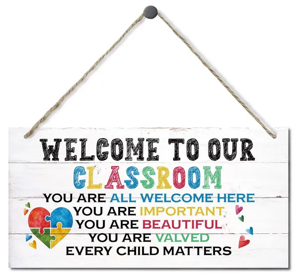 White_Welcome_To_Our_Classroom_Decor_Sign,_You_Are_All_Welcome_Here,_Hanging_Wood_Sign_Home_Decorative,_Printed_Wood_Wall_Art_Sign,_Autism_Classroom_Door_Sign,_Colorful_Autistic_Wall_Decor_12_*_6Inch