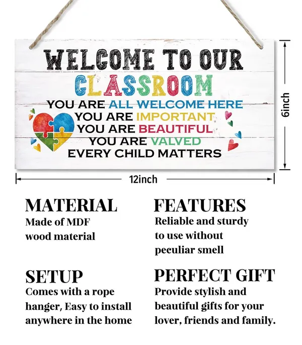 White_Welcome_To_Our_Classroom_Decor_Sign,_You_Are_All_Welcome_Here,_Hanging_Wood_Sign_Home_Decorative,_Printed_Wood_Wall_Art_Sign,_Autism_Classroom_Door_Sign,_Colorful_Autistic_Wall_Decor_12_*_6Inch