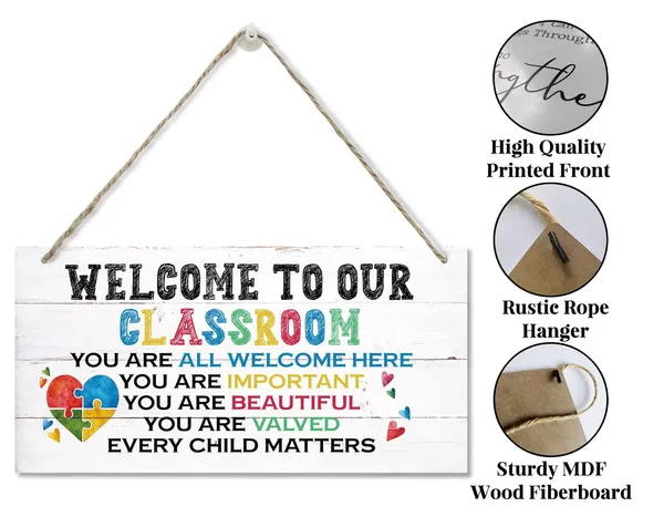 White_Welcome_To_Our_Classroom_Decor_Sign,_You_Are_All_Welcome_Here,_Hanging_Wood_Sign_Home_Decorative,_Printed_Wood_Wall_Art_Sign,_Autism_Classroom_Door_Sign,_Colorful_Autistic_Wall_Decor_12_*_6Inch