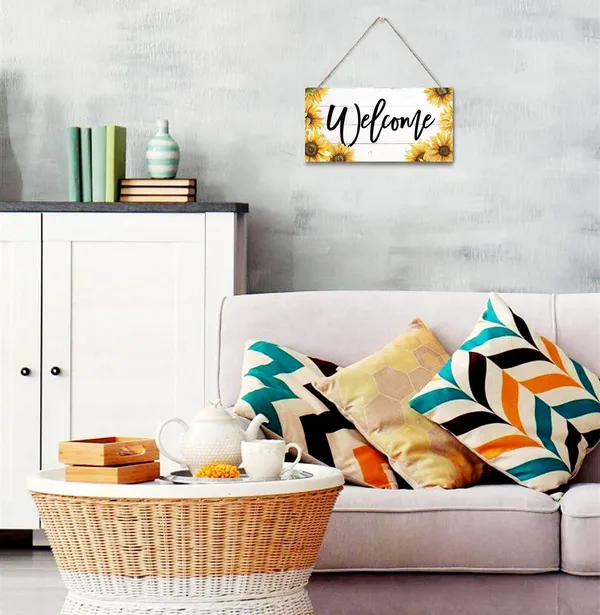 White_Welcome_Decor_Sign,_Hanging_Wood_Sign_Home_Decorative,_Printed_Wood_Wall_Art_Sign,_Sunflower_Picture_Welcome_Sign,_Farmhouse_Porch_Sign,_Front_Door_Decor,_Home_Decor_Sign_12_*_6Inch
