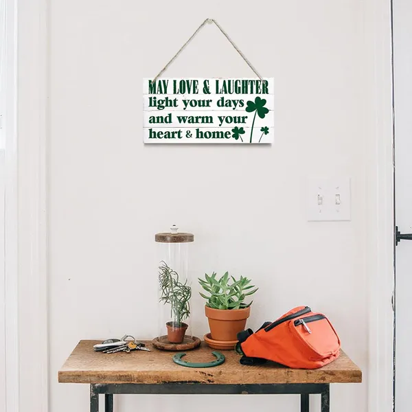 White_St._Patrick'S_Day_Wood_Sign,_Hanging_Wood_Sign_Home_Decorative,_Farmhouse_Front_Door_Decor,_Home_Decor_Gift,_Printed_Wood_Wall_Art_Sign,_May_Love_&_Laughter_Light_Your_Days_And_Warm_Your_Heart_&_Home
