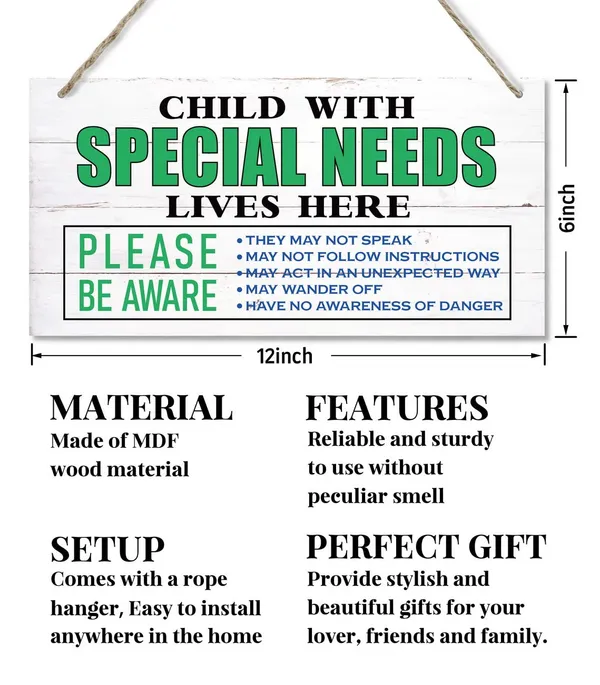 White_Child_With_Special_Needs_Lives_Here_Sign,_Hanging_Wood_Sign_Home_Decorative,_Printed_Wood_Wall_Art_Sign,_Special_Need_Sign,_Autism_Child_Support_Sign,_Please_Be_Aware_Door_Sign_12_*_6Inch