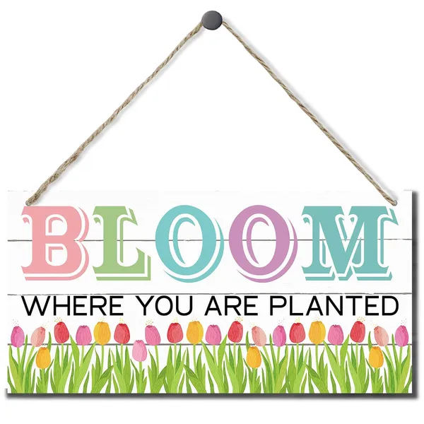 White_Bloom_Where_You_Art_Planted_Sign,_Spring_Decoration,_Hanging_Wood_Sign_Home_Decorative,_Rustic_Door_Hanger,_Rustic_Wood_Wall_Sign,_Farmhouse_Decor_|_For_Front_Door,_Modern_Country_Style_Home_Decor