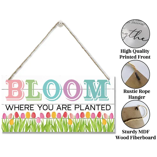 White_Bloom_Where_You_Art_Planted_Sign,_Spring_Decoration,_Hanging_Wood_Sign_Home_Decorative,_Rustic_Door_Hanger,_Rustic_Wood_Wall_Sign,_Farmhouse_Decor_|_For_Front_Door,_Modern_Country_Style_Home_Decor