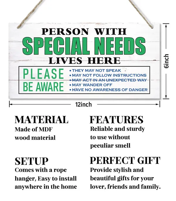 White_Person_With_Special_Needs_Lives_Here_Sign,_Hanging_Wood_Sign_Home_Decorative,_Printed_Wood_Wall_Art_Sign,_Special_Needs_Awareness_Sign,_Please_Be_Aware_Door_Sign,_Autism_Family_Wall_Decor_12_*_6Inch