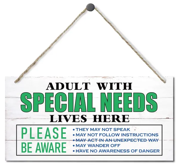 White_Adult_With_Special_Needs_Lives_Here_Sign,_Hanging_Wood_Sign_Home_Decorative,_Printed_Wood_Wall_Art_Sign,_Autistic_Family_Decor_Plaque,_Autism_Places_Support_Sign,_Special_Needs_Awareness_Sign_12*6Inch