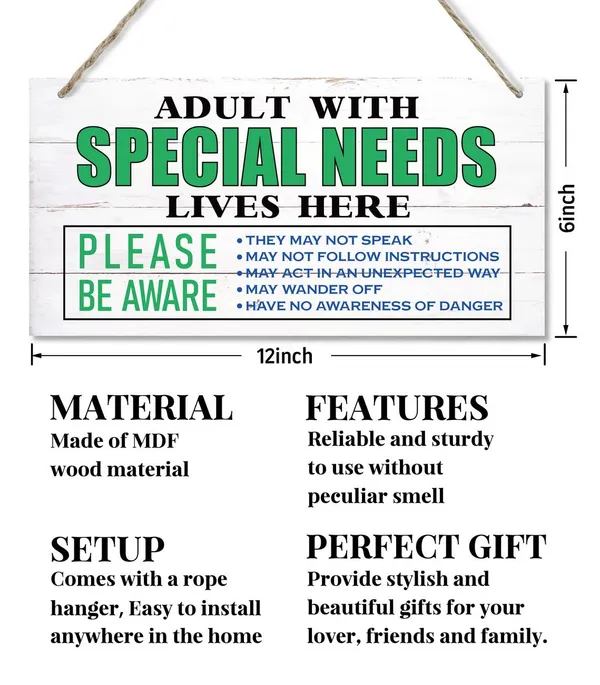 White_Adult_With_Special_Needs_Lives_Here_Sign,_Hanging_Wood_Sign_Home_Decorative,_Printed_Wood_Wall_Art_Sign,_Autistic_Family_Decor_Plaque,_Autism_Places_Support_Sign,_Special_Needs_Awareness_Sign_12*6Inch