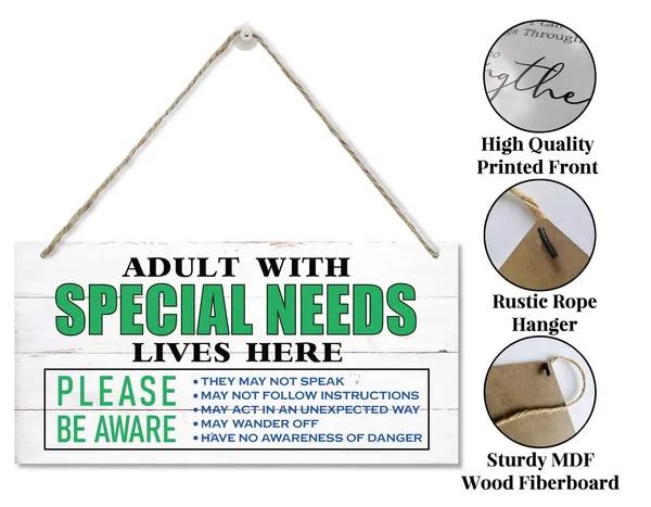 White_Adult_With_Special_Needs_Lives_Here_Sign,_Hanging_Wood_Sign_Home_Decorative,_Printed_Wood_Wall_Art_Sign,_Autistic_Family_Decor_Plaque,_Autism_Places_Support_Sign,_Special_Needs_Awareness_Sign_12*6Inch