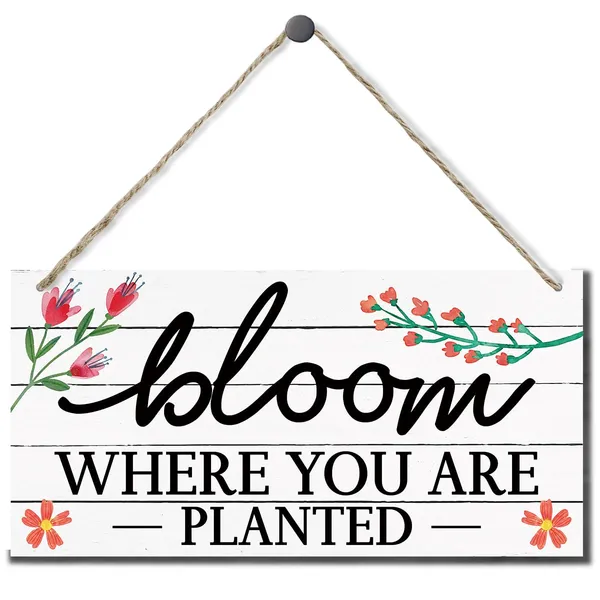 White_Spring_Decoration,_Hanging_Wood_Sign_Home_Decorative,_Inspirational_Spring_Decor,_Wall_Decor_|_For_Home_Bedroom,_Living_Room,_Office,_Farmhouse_Wood_Wall_Hanging_Plaque_-_Bloom_Where_You_Art_Planted