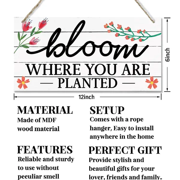 White_Spring_Decoration,_Hanging_Wood_Sign_Home_Decorative,_Inspirational_Spring_Decor,_Wall_Decor_|_For_Home_Bedroom,_Living_Room,_Office,_Farmhouse_Wood_Wall_Hanging_Plaque_-_Bloom_Where_You_Art_Planted