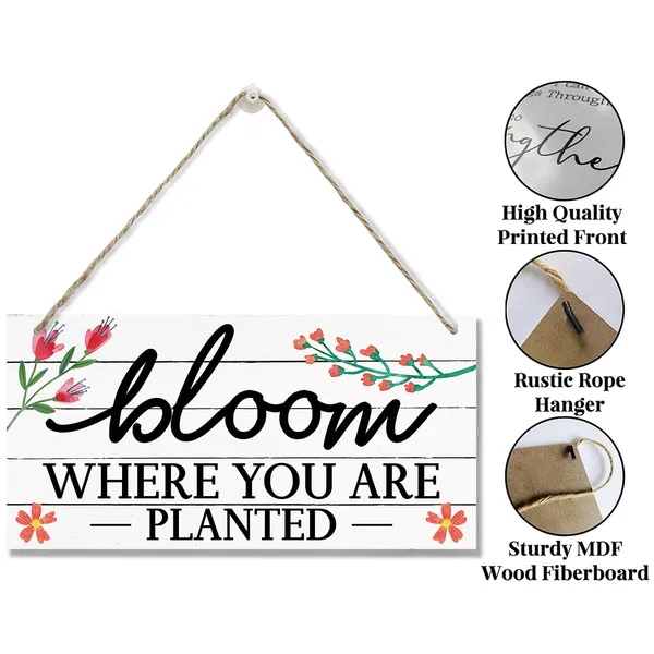 White_Spring_Decoration,_Hanging_Wood_Sign_Home_Decorative,_Inspirational_Spring_Decor,_Wall_Decor_|_For_Home_Bedroom,_Living_Room,_Office,_Farmhouse_Wood_Wall_Hanging_Plaque_-_Bloom_Where_You_Art_Planted