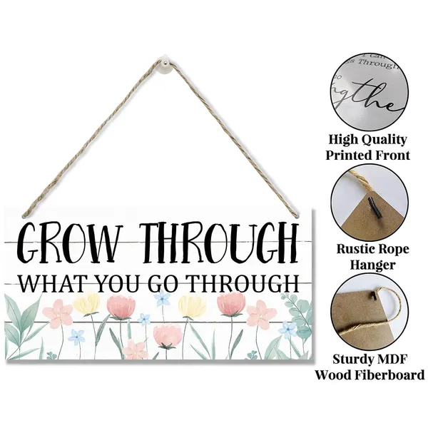 White_Spring_Decoration,_Hanging_Wood_Sign_Home_Decorative,_Positive_Decor_|_For_Home_Office_Classroom,_Thoughtful_Encouragement_Gift_|_For_Teens_Young,_Farmhouse_Wall_Plaque_-_Grow_Through_What_You_Go_Through
