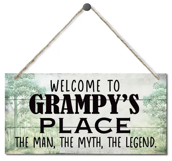 White_Vintage_Style_Sign,_Welcome_To_Grampy'S_Place_The_Man,_The_Myth,_The_Legend._Hanging_Wood_Sign_Home_Decorative,_Printed_Wood_Wall_Art_Sign,_Fathers_Day_Gift_|_For_Grandpa_12X6_Inch