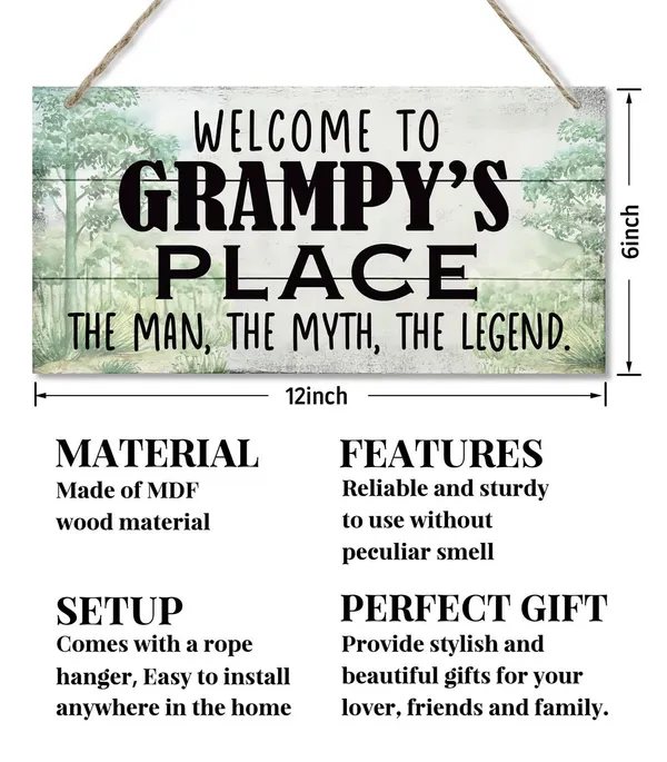 White_Vintage_Style_Sign,_Welcome_To_Grampy'S_Place_The_Man,_The_Myth,_The_Legend._Hanging_Wood_Sign_Home_Decorative,_Printed_Wood_Wall_Art_Sign,_Fathers_Day_Gift_|_For_Grandpa_12X6_Inch
