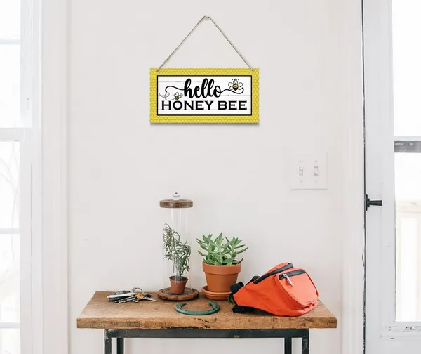 White_Hello_Honey_Bee_Decor_Sign,_Hanging_Wood_Sign_Home_Decorative,_Printed_Wood_Wall_Art_Sign,_Bumblebee_Walldecor,_Rustic_Wood_Wall_Decoration,_Home_Decor,_Front_Door_Decor_|_For_Farmhouse_Porch_12*6Inch