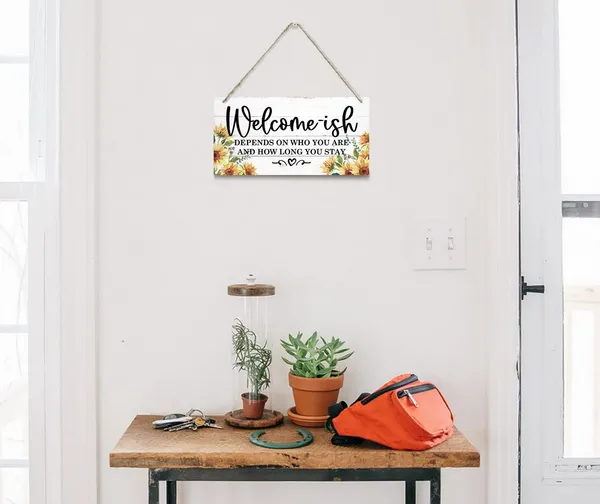 White_Welcome-Ish_Depends_On_Who_You_Are_And_How_Long_You_Stay_Decor_Sign,_Hanging_Sunflower_Wood_Sign_Home_Decor,_Printed_Wood_Wall_Art_Sign,_Funny_Front_Door_Decor,_Home_Farmhouse_Welcome_Sign_12_*_6Inch