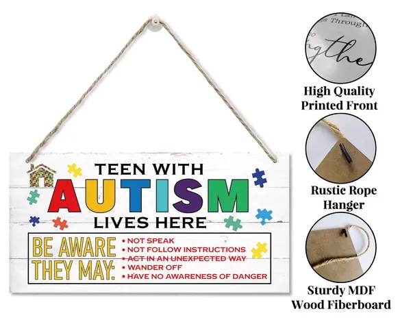 White_Teen_With_Autism_Lives_Here_Sign,_Hanging_Wood_Sign_Home_Decorative,_Printed_Wood_Wall_Art_Sign,_Autism_Awareness_Decor,_Autism_Places_Support_Sign,_Autistic_Family_Decorative_Plaque_12_*_6Inch