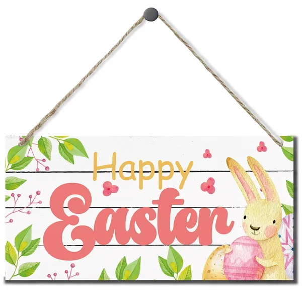 White_Easter_Wood_Sign,_Hanging_Wood_Sign_Home_Decorative,_Bunny_Ears_Easter_Decor,_Rustic_Door_Sign,_Happy_Easter_Wall_Decor_Art,_Farmhouse_Decor_|_For_Front_Door,_Welcome_Decor_|_For_Easter_Home_Party