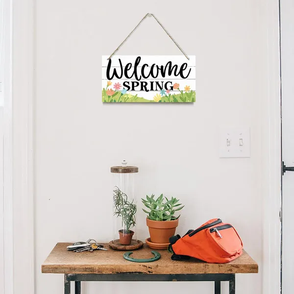 White_Welcome_Spring_Sign,_Spring_Decoration,_Hanging_Wood_Sign_Home_Decorative,_Floral_Decor,_Spring_Wood_Hanging_Sign,_Rustic_Wall_Decor,_Garden_Shop_Door_Hanger,_Farmhouse_Wood_Wall_Hanging_Plaque