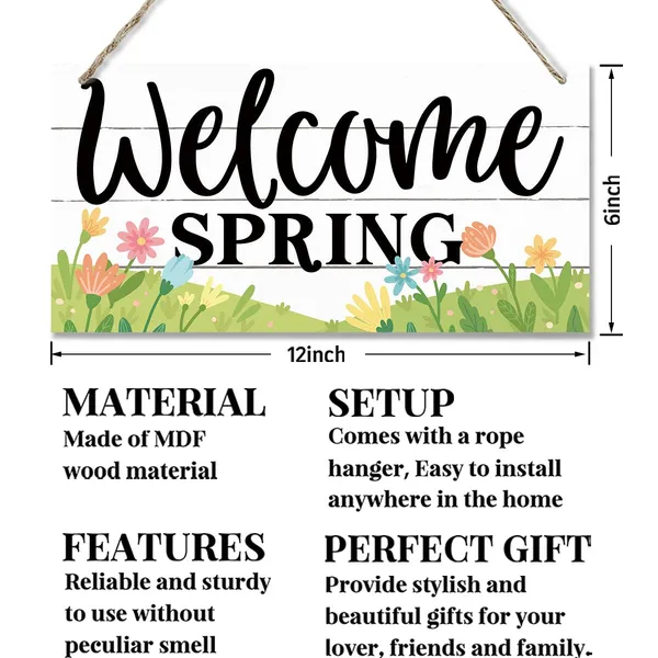White_Welcome_Spring_Sign,_Spring_Decoration,_Hanging_Wood_Sign_Home_Decorative,_Floral_Decor,_Spring_Wood_Hanging_Sign,_Rustic_Wall_Decor,_Garden_Shop_Door_Hanger,_Farmhouse_Wood_Wall_Hanging_Plaque