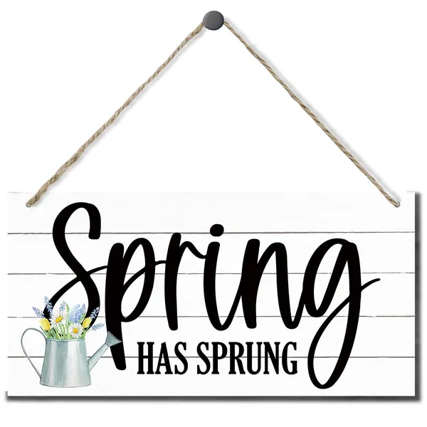 White_Spring_Decoration,_Hanging_Wood_Sign_Home_Decorative,_Floral_Spring_Door_Hanger,_Spring_Wall_Decor_Art,_Home_Decor_Accents_|_For_Front_Door,_Farmhouse_Wood_Wall_Plaque_-_Spring_Has_Sprung