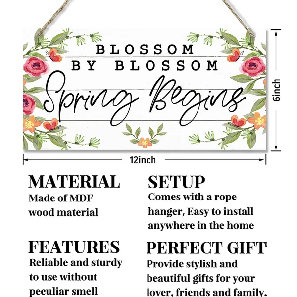 White_Spring_Decoration,_Hanging_Wood_Sign_Home_Decorative,_Welcome_Spring_Door_Sign,_Floral_Decor,_Spring_Home_Decor,_Cafe_Shop_Wall_Decor,_Farmhouse_Wood_Wall_Plaque_-_Blossom_By_Blossom_Spring_Begins